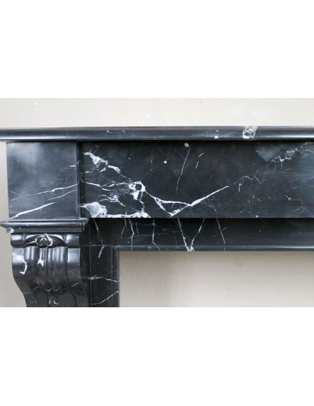 412 ANTIQUE LOUIS PHILIPPE "MODILLON" FIREPLACE IN BLACK MARQUINIA MARBLE