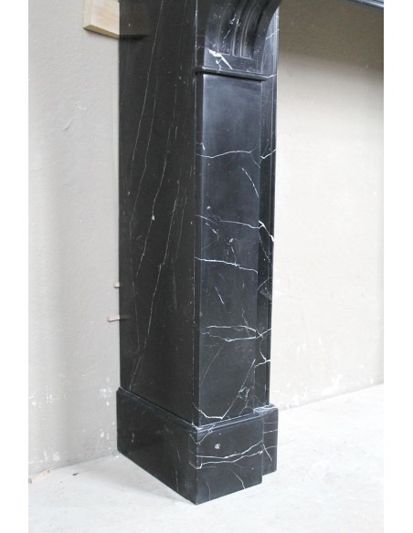 412 ANTIQUE LOUIS PHILIPPE "MODILLON" FIREPLACE IN BLACK MARQUINIA MARBLE