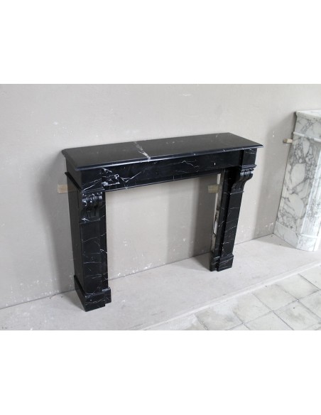 412 ANTIQUE LOUIS PHILIPPE "MODILLON" FIREPLACE IN BLACK MARQUINIA MARBLE