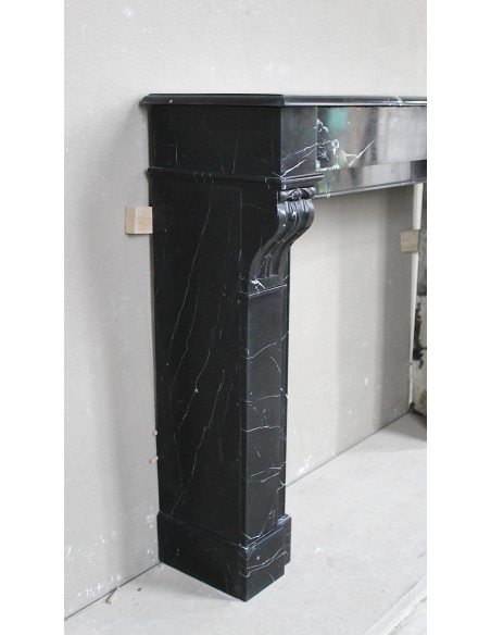412 ANTIQUE LOUIS PHILIPPE "MODILLON" FIREPLACE IN BLACK MARQUINIA MARBLE