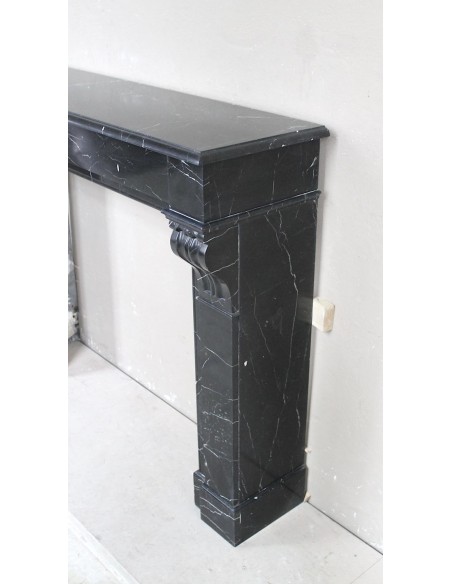 412 ANTIQUE LOUIS PHILIPPE "MODILLON" FIREPLACE IN BLACK MARQUINIA MARBLE