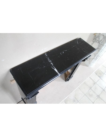 412 ANTIQUE LOUIS PHILIPPE "MODILLON" FIREPLACE IN BLACK MARQUINIA MARBLE
