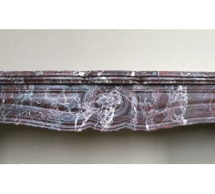 Antique Levanto Red marble fireplace mantel carved in the 19th century, belonging to the Pompadour family. 2