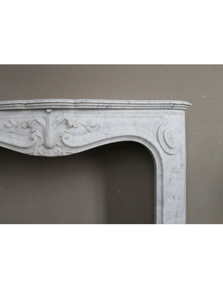 606 ANTIQUE FLORAL "MAJORELLE" FIREPLACE MANTEL CARVED IN WHITE CARRARA MARBLE