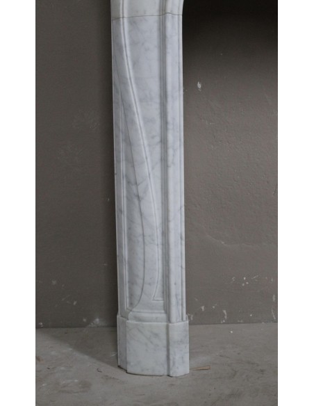 606 ANTIQUE FLORAL "MAJORELLE" FIREPLACE MANTEL CARVED IN WHITE CARRARA MARBLE