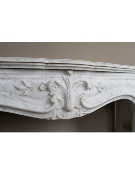 606 ANTIQUE FLORAL "MAJORELLE" FIREPLACE MANTEL CARVED IN WHITE CARRARA MARBLE