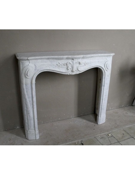 606 ANTIQUE FLORAL "MAJORELLE" FIREPLACE MANTEL CARVED IN WHITE CARRARA MARBLE