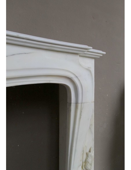 607 ART NOUVEAU "FLEUR DE CHARDON" FIREPLACE MANTEL IN WHITE SIVEC MARBLE SIGNED BY MAJORELLE