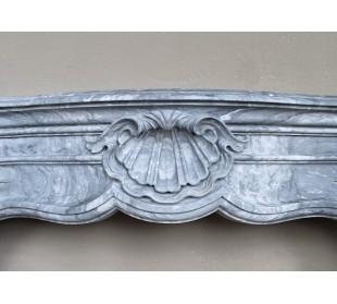 Important antique Italian Baroque fireplace in Gray Blue marble. This antique marble mantel is a truly unique piece. 2