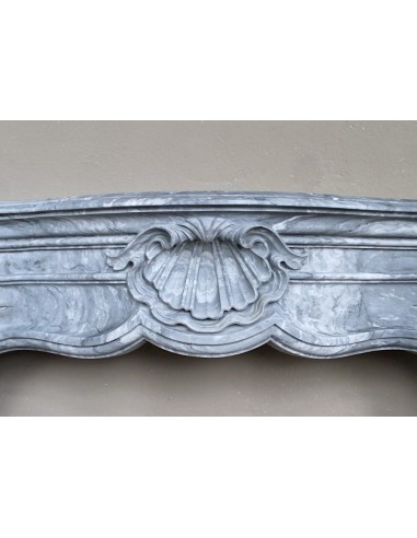 Important antique Italian Baroque fireplace in Gray Blue marble. This antique marble mantel is a truly unique piece.