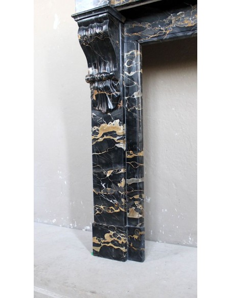 409 ANTIQUE LOUIS PHILIPPE "PALMETTES" FIREPLACE MANTEL IN PORTORO "GOLD" MARBLE