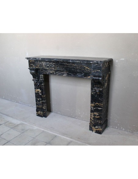 409 ANTIQUE LOUIS PHILIPPE "PALMETTES" FIREPLACE MANTEL IN PORTORO "GOLD" MARBLE