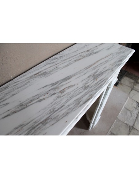 309 ANTIQUE LOUIS XIV "PARISIENNE" FIREPLACE MANTEL IN ITALIAN ARABESCATO MARBLE