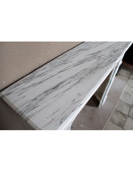 309 ANTIQUE LOUIS XIV "PARISIENNE" FIREPLACE MANTEL IN ITALIAN ARABESCATO MARBLE