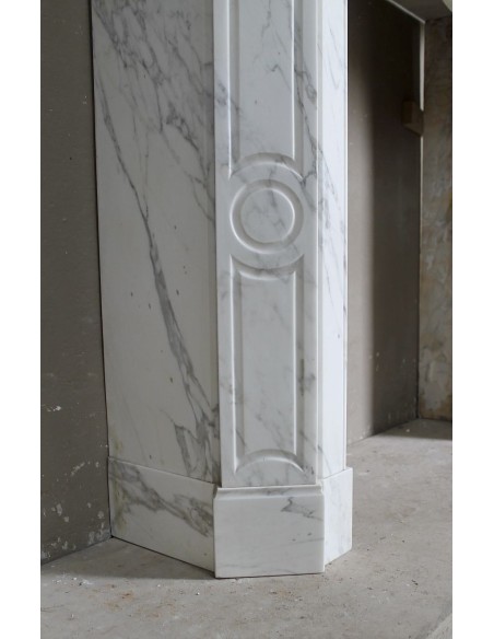 080 LOUIS XV "POMPADOUR PLAT" FIREPLACE MANTEL IN ITALIAN ARABESCATO MARBLE