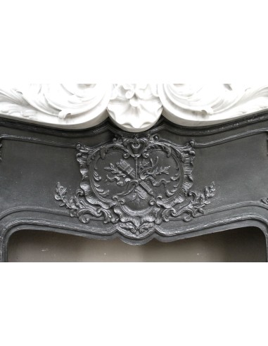 Antique Baroque white marble fire surround with exquisitely refined floral carvings, with its original cast iron insert.