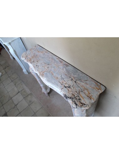 Antique Baroque style fireplace mantel in  beautiful Calacatta Gold marble. This is a rare and elegant marble fire surround.