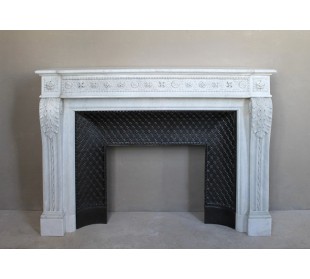 261 AG IMPORTANT LOUIS XVI "MACARON" FIREPLACE MANTEL IN...