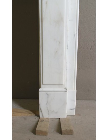 Antique neoclassical "Macaron" mantelpiece carved in Statuary Carrara marble, with exquisite architectural design.