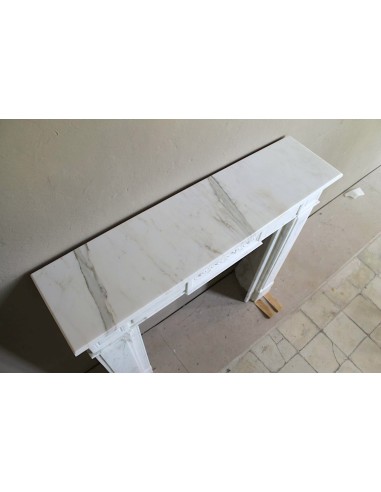 Antique neoclassical "Macaron" mantelpiece carved in Statuary Carrara marble, with exquisite architectural design.