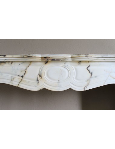 Antique Louis XV Pied Galbé mantelpiece in Paonazzetto marble. This is a highly refined mantelpiece in a stunning marble.