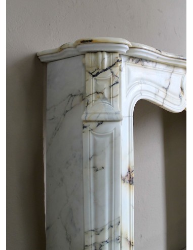 Antique Louis XV Pied Galbé mantelpiece in Paonazzetto marble. This is a highly refined mantelpiece in a stunning marble.