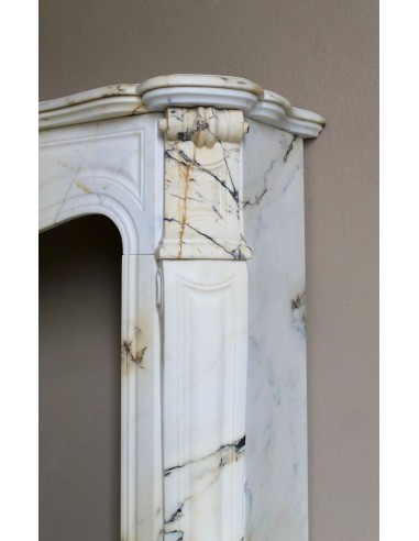 Antique Louis XV Pied Galbé mantelpiece in Paonazzetto marble. This is a highly refined mantelpiece in a stunning marble.
