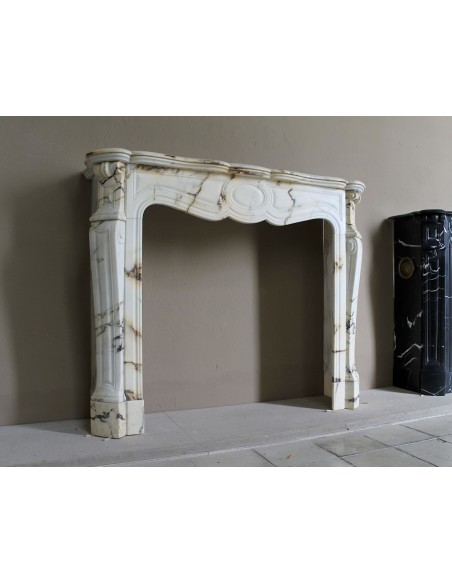 Antique Louis XV Pied Galbé mantelpiece in Paonazzetto marble. This is a highly refined mantelpiece in a stunning marble.
