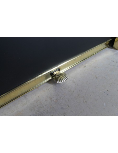 Exceptional Louis XV "Trois Coquilles" fireplace mantel in rare white veined Paonazzetto marble with original gilt brass insert.