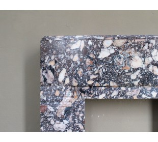 Antique Art Deco fireplace mantel in variegated Africano marble. This marble fireplace surround is genuine, hand-carved. 2