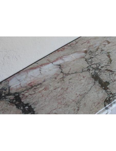 052 ANTIQUE TRANSITION "AMÉLIORÉ" FIREPLACE MANTEL IN VEINED CALACATTA GOLD MARBLE