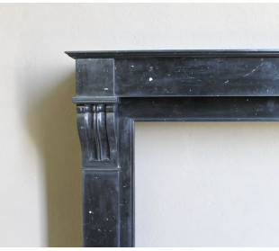 Antique Louis Philippe "Modillon" fireplace mantel in Black Marquina marble, for sale at a low discounted price. 2