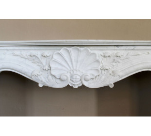 Antique Baroque “Fiorentino” fireplace, finely carved from “Pure” white Carrara marble, with rich floral carvings. 2