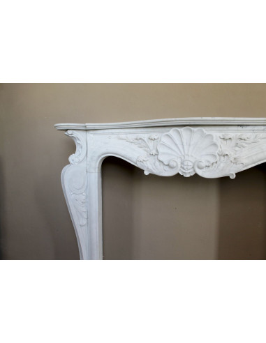 Antique Baroque “Fiorentino” fireplace, finely carved from “Pure” white Carrara marble, with rich floral carvings.