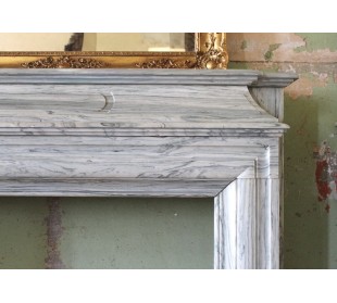 Antique big Louis XIV "Boudin Versailles" mantel carved in Green Acquamarina marble. 2