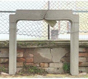 Beautiful and small 20th century fireplace mantel hand carved in Italian "Sarnico" stone at a discounted price