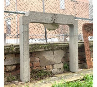 Beautiful and small 20th century fireplace mantel hand carved in Italian "Sarnico" stone at a discounted price 2