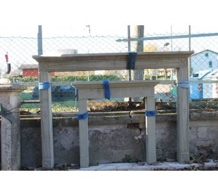 Big antique Italian fireplace mantel carved in sandstone offered at a discounted price