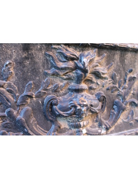 Antique cast iron insert with floral decorations for an antique marble fireplace mantel.