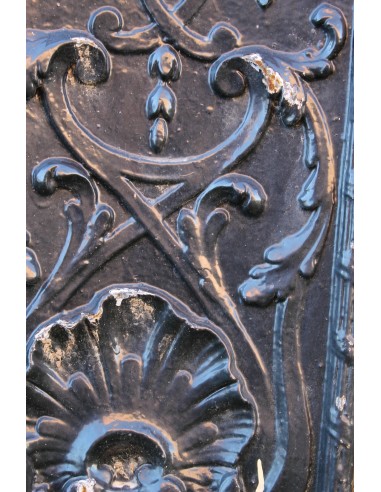 Antique cast iron insert with floral decorations for an antique marble fireplace mantel.