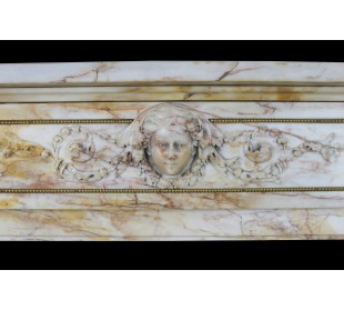 Giallo Siena marble antique fireplace surround. This marble fireplace mantel is large in size and of superlative quality 2