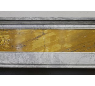 Antique Art Deco fireplace carved in Bardiglio marble with a Giallo Siena marble insert. 2