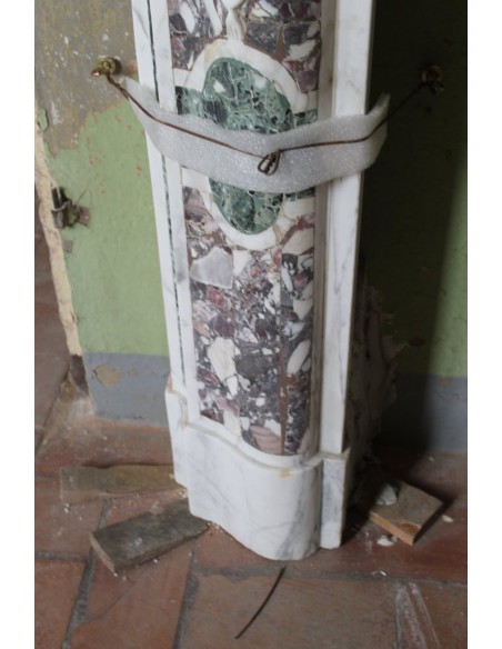 814 AG ANTIQUE FIREPLACE MANTEL CARVED OUT OF POLYCHROME MARBLE
