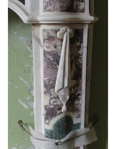 814 AG ANTIQUE FIREPLACE MANTEL CARVED OUT OF POLYCHROME MARBLE