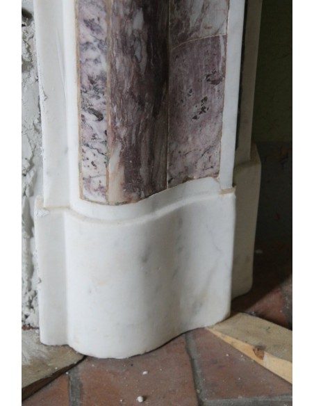 814 AG ANTIQUE FIREPLACE MANTEL CARVED OUT OF POLYCHROME MARBLE