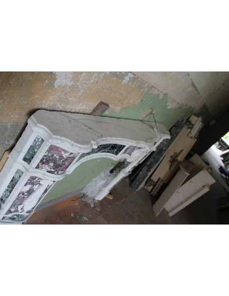 814 AG ANTIQUE FIREPLACE MANTEL CARVED OUT OF POLYCHROME MARBLE