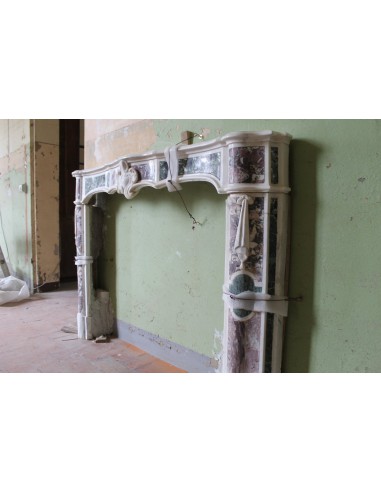 814 AG ANTIQUE FIREPLACE MANTEL CARVED OUT OF...