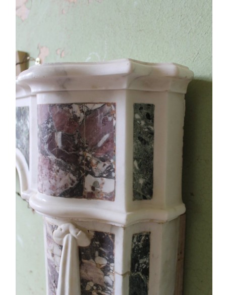 814 AG ANTIQUE FIREPLACE MANTEL CARVED OUT OF POLYCHROME MARBLE