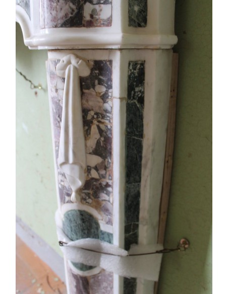 814 AG ANTIQUE FIREPLACE MANTEL CARVED OUT OF POLYCHROME MARBLE