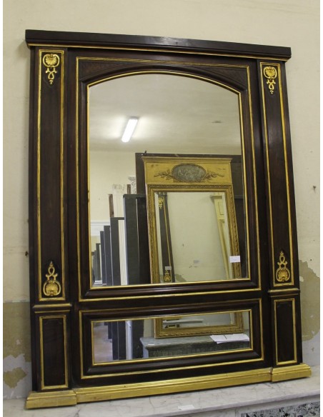 031G ORIGINALE CAMINIERA NEOCLASSICA IN LEGNO, LACCA ED ORO